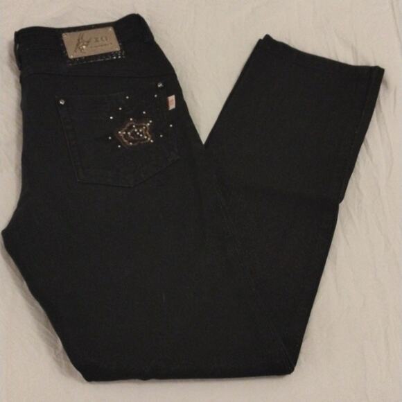 Rare XO Kimbeway BLACK Jeans Sz 26 Sparkle Rhinestones Skinny Moto Punk Y2K Vntg - Picture 10 of 11